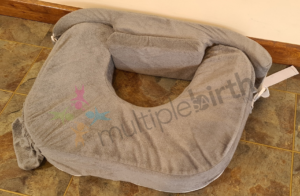 Top view of a grey My Brest Friend twin feeding pillow